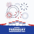 Paraguay independence day celebration greeting card with fireworks