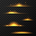 Gold light effect isolated on transparent background