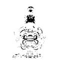 Giant of Thailand, black white hand drawn style with ink splatters and drops, Thai Giant head abstract silhouette vector