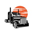 Big truck with sunset view logo design