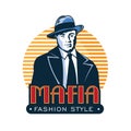 Mafia icon logo in vintage style Royalty Free Stock Photo