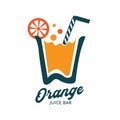 Orange juice ice logo in pop art style Royalty Free Stock Photo