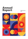 Artistic annual report cover with geometric shapes