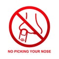 No picking your nose sign isolated on white background. Royalty Free Stock Photo