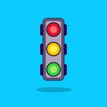 Traffic light vector illustration blue background Royalty Free Stock Photo