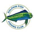 Dolphin fish logo design in hand drawn style