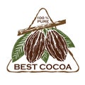 Cocoa fruit logo design in wood cut style Royalty Free Stock Photo