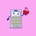 Concept of school funny office supplies. Happy calculator with face. Cartoon happy school character funny modern electronic calcul Royalty Free Stock Photo