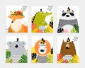 Print. Posters with animals. Cartoon characters. Cartoon animals. Royalty Free Stock Photo