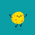 Cute happy smiling cheese character illustration