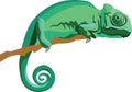 Green Mimicry Chameleon Reptile Animal Vector Illustration