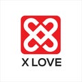 X love and medical healthy cross logo