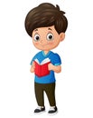 Cartoon of boy reading a book