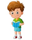 Cartoon of school boy holding a book