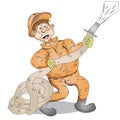 Fire Fighter Cartoon Character Illustration