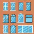 Collection of windows , scalable vector set buildings elements