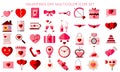 Big set of love romantic valentines day multicolor icons