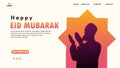EID MUBARAK greeting concept with web landing page template