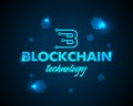 Blockchain icon logo concept on dark background. Cryptocurrency data sign design