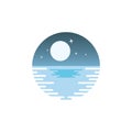 Illustration vector graphic of moon night sea Royalty Free Stock Photo