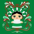 Mexican Doll with decorative ornaments vector illustration