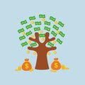 Growing money tree vector illustration cartoon Royalty Free Stock Photo