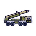 Illustration of the missile vehicle bringing a rocket missile