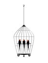 Birds in cage, vector Royalty Free Stock Photo