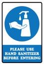 Please Use Hand Sanitizer Sign