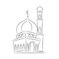 Mosque vector illustration, simple hand drawn islamic building