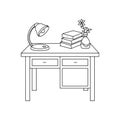 Desk Lamp with stack of book on the table vector illustration Royalty Free Stock Photo