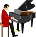 Man Play Classic Piano Vector Illustration