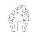 Hand drawn of Cupcake outline vector illustration