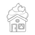 House of Cupcake outline vector illustration