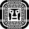 Digital pixel cyber avatar icon. Computer technology, security, hacking. Black and white face person. Vector Royalty Free Stock Photo