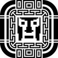 Digital pixel cyber avatar icon. Computer technology, security, hacking. Black and white face person. Vector Royalty Free Stock Photo