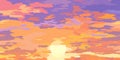 Clouds scenic backdrop morning sunrise. Cartoon sky and clouds, abstract vector sunset background Royalty Free Stock Photo