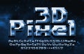 3D Pixel alphabet font. Digital letters, numbers and punctuations.