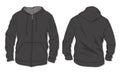 Hoodie jacket with zipper. Mockup template