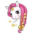 Illustration of cute cartoon unicorn.