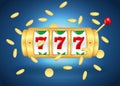 Set of slot machine golden casino or golden lucky jackpot gambling machine or spin fortune casino template Royalty Free Stock Photo