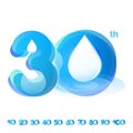 Set of vector template design illustration logotype number 10th-100th anniversary cool tone blue aqua water - rain drop fresh natu