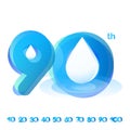 Set of vector template design illustration logotype number 10th-100th anniversary cool tone blue aqua water - rain drop fresh natu