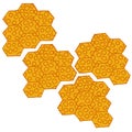 Honeycomb illustration on white background. shape of hexagon. sweet taste, honey icon, orange color. hand drawn vector. doodle art Royalty Free Stock Photo