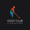 Abstract golf man swing logo design inspiration