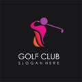 Abstract golf man swing logo design inspiration