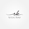 Initial Letter SK Logo - Handwritten Signature Style Logo