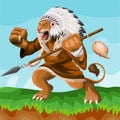Lion indian cartoon mascot. esport logo design