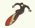 Surfing Sport Male Player Cartoon Graphic Vector
