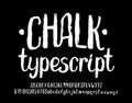 Chalk Typescript. Hand drawn uppercase and lowercase letters, numbers and symbols. Royalty Free Stock Photo